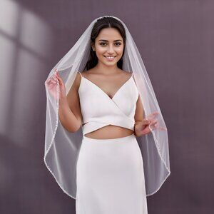 BRIDELLA BV235-IY1 Exquisite Beaded Bridal Veil for Women's Wedding Dresses